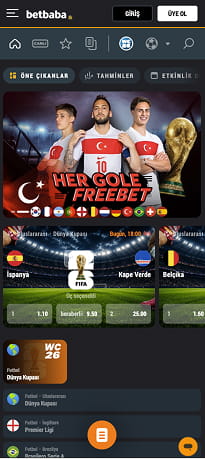 Betbaba mobil ekran görüntüsü